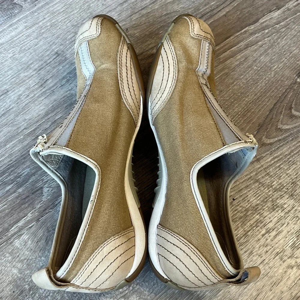 Merrell Barrado Sport Beige Tan Canvas Leather Zip Sneakers Womens 8.5 J73928
